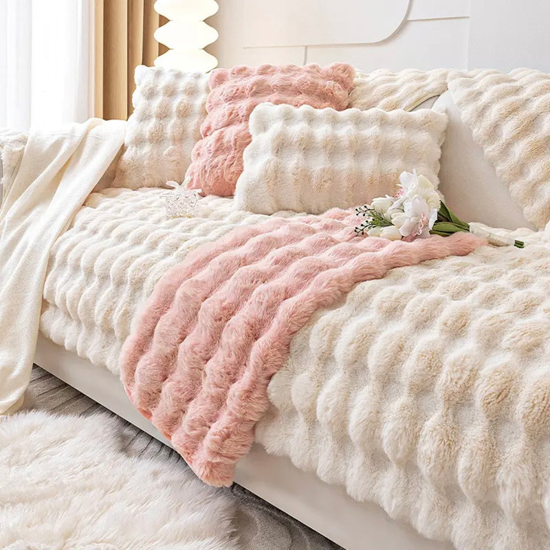Winter warm double Thicker Rabbit Plush Sofa Cushion – MariaWorld3