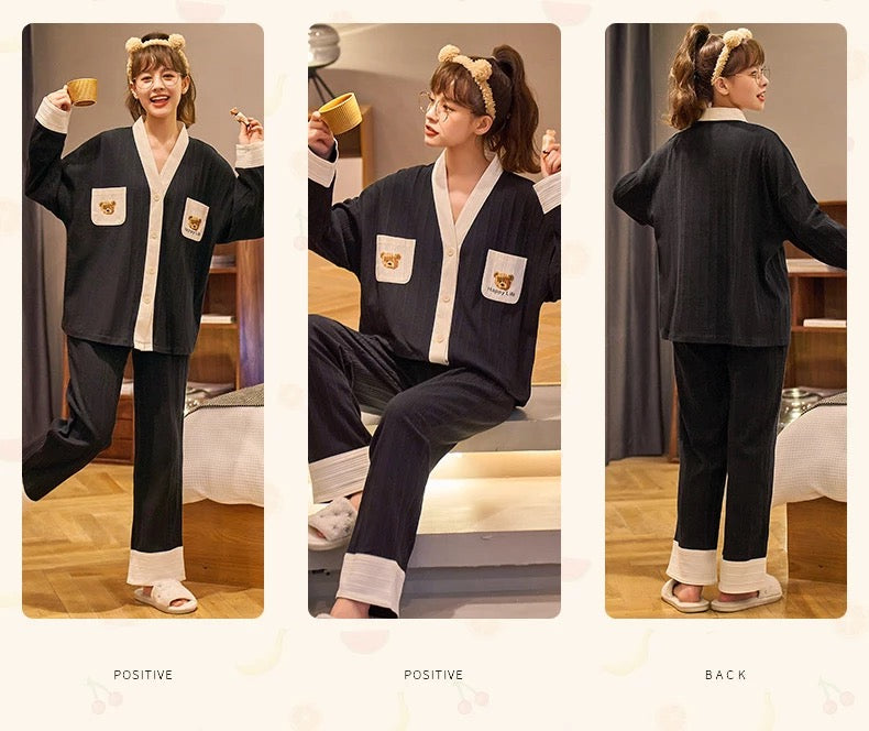 Home Ladys Pajamas Sets Sleepwear Cotton Pants Nightwear